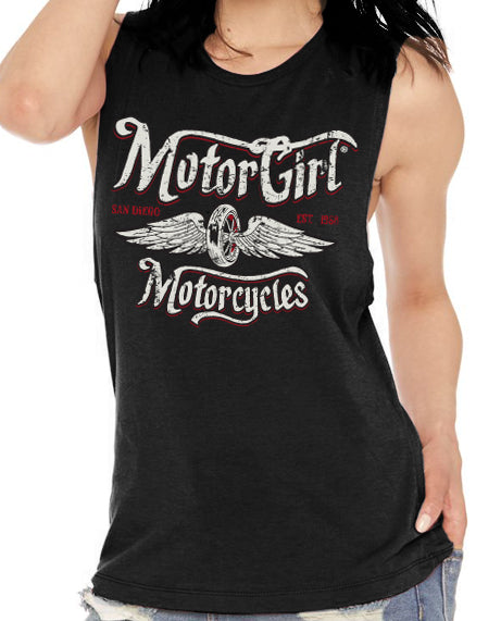 BORN FREE - MUSCLE TANK TOP - MOTORGIRL - MotorCult