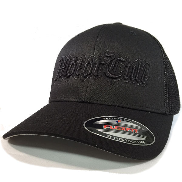 STERLING - FLEXFIT TRUCKER HAT BLACK / BLACK - MOTORCULT - MotorCult