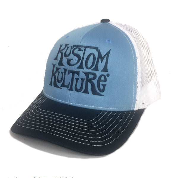 KUSTOM KULTURE - SNAP BACK TRUCKER HAT NAVY/LIGHT BLUE/WHITE - MotorCult