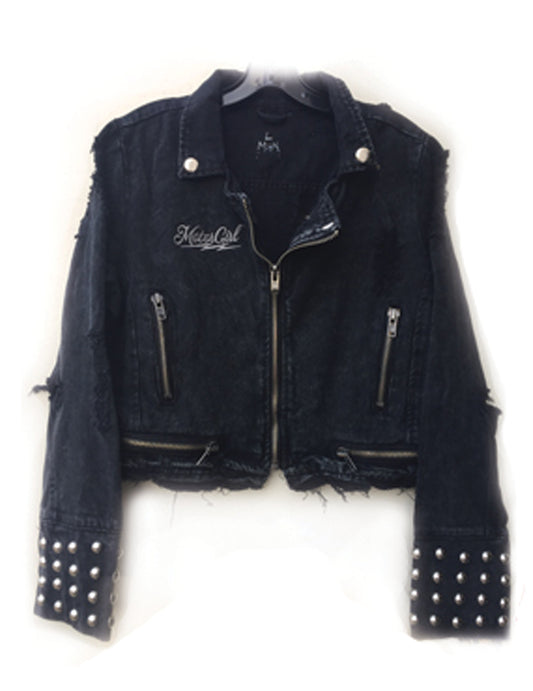 MOTORGIRL KUSTOMS - BLACK MOTO DENIM JACKET - MotorCult