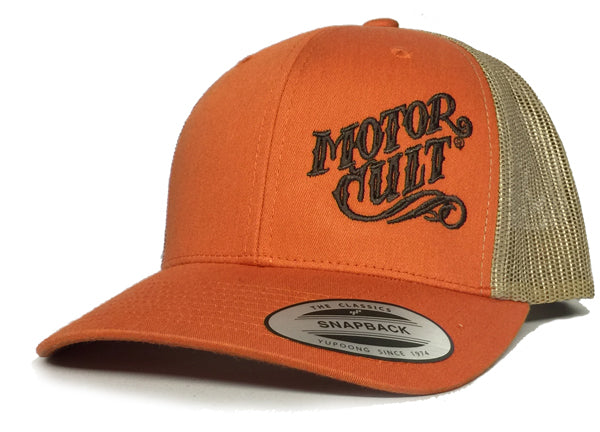ORANGE HIGH VOLTAGE - SNAP BACK TRUCKER HAT - MOTORCULT - MotorCult