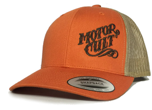 ORANGE HIGH VOLTAGE - SNAP BACK TRUCKER HAT - MOTORCULT - MotorCult