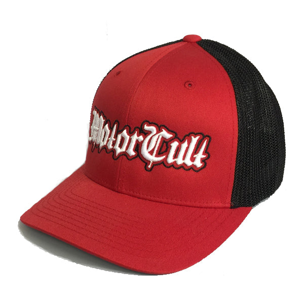 STERLING - FLEX FIT MESH BACK HAT RED BLACK - MOTORCULT - MotorCult