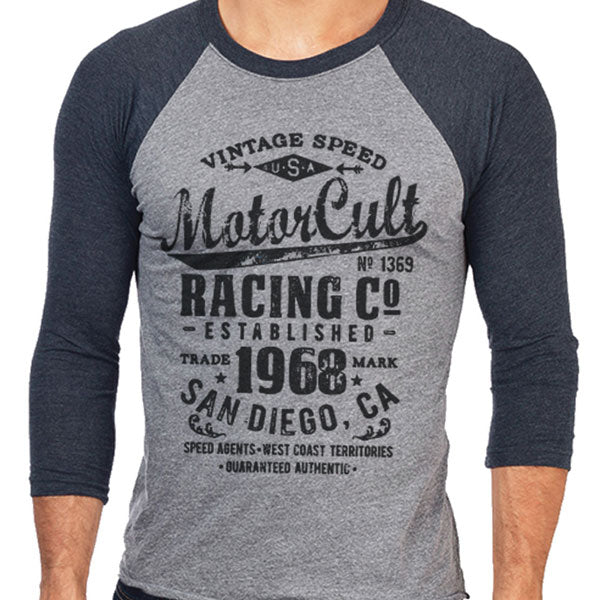 VINTAGE - MENS RAGLAN 3/4 SLEEVE BASEBALL JERSEY - MOTORCULT - MotorCult