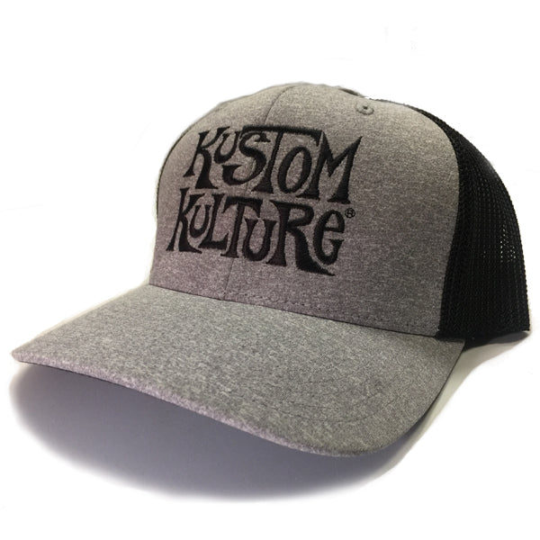 KUSTOM KULTURE - SNAP BACK TRUCKER HAT HEATHER GREY/BLACK - MotorCult